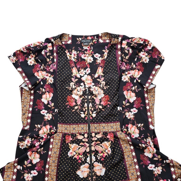 City Chic Black Floral Midi Dress, Plus Size 20 - Picture 5 of 10
